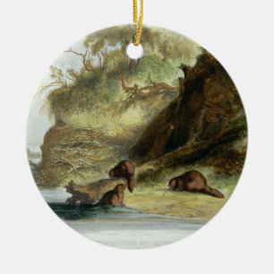 Beaver Hut on the Missouri, plate 17 from volume 1 Ceramic Ornament