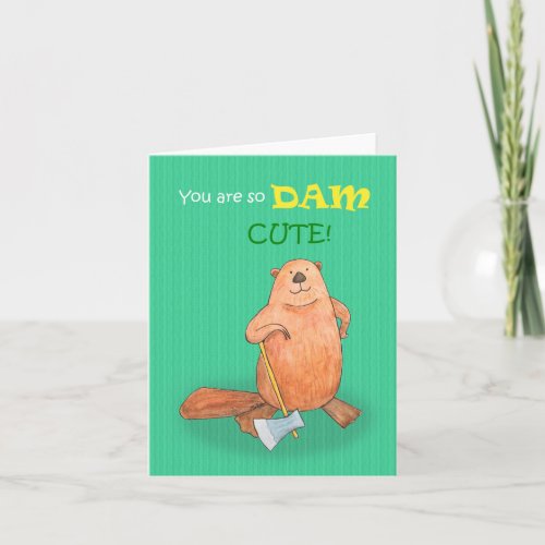 Beaver I love you Funny anniversary Valentines day Card