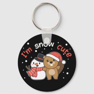 Beaver I'm Snow Cute Snowman Snow Pun Keychain