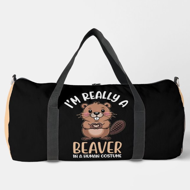 Beaver In A Human Costume Duffle Bag (Front)