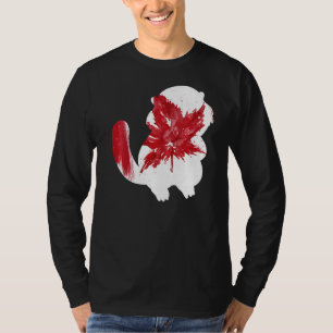 Beaver In Maple Leaf Canadian Flag Happy Canada Da T-Shirt
