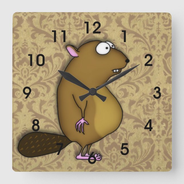 Beaver in Profile Square Wall Clock (Front)