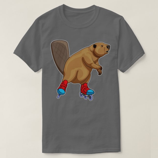 Beaver Inline skating Roller skates T-Shirt (Design Front)