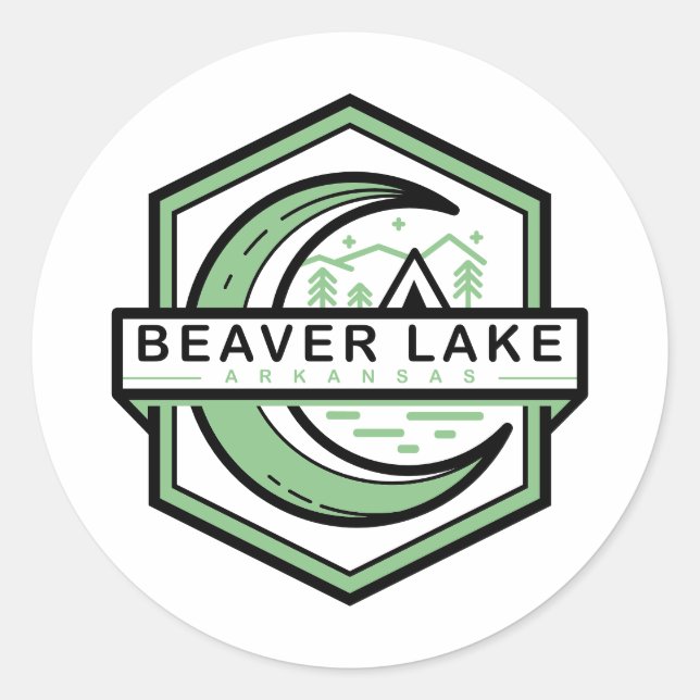 beaver lake arkansas moon hexa classic round sticker (Front)
