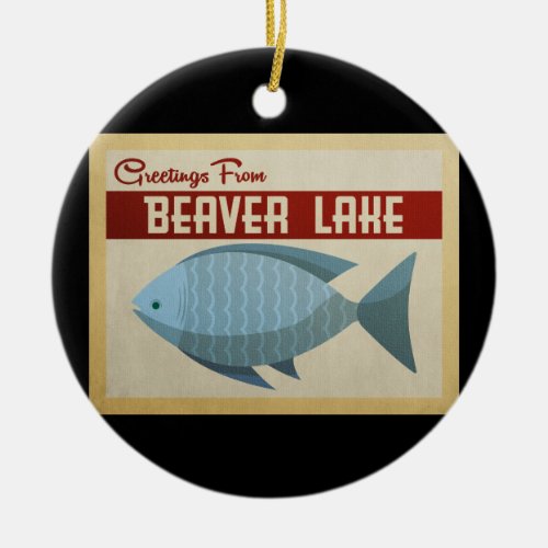 Beaver Lake Blue Fish Vintage Travel Ceramic Ornament