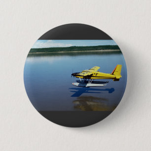 Beaver, landing on river pinback button