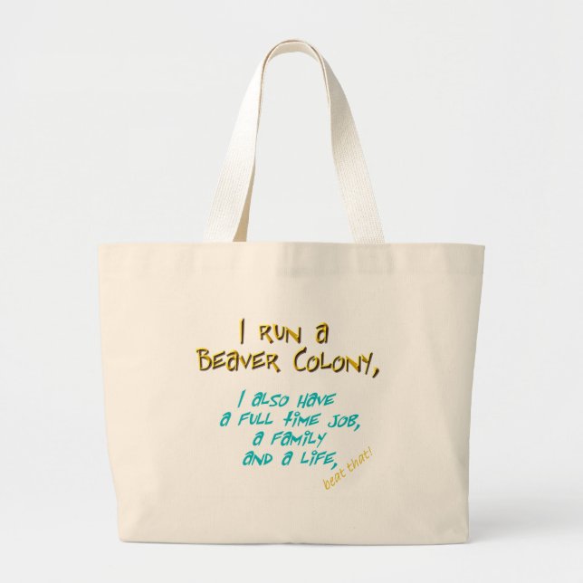 beaver leader turquoise large tote bag (Front)