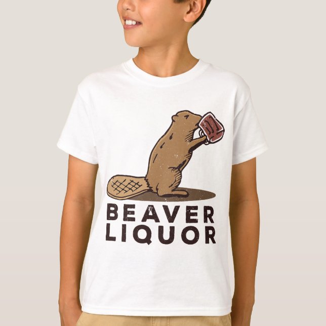 Beaver Liquor Drinking T-Shirt (Front)