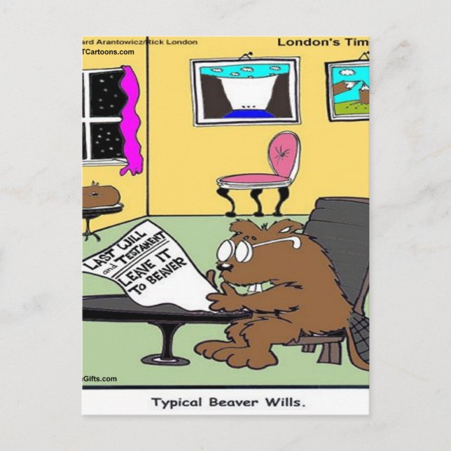 Beaver Living Wills Rick London Funny Postcard (Front)