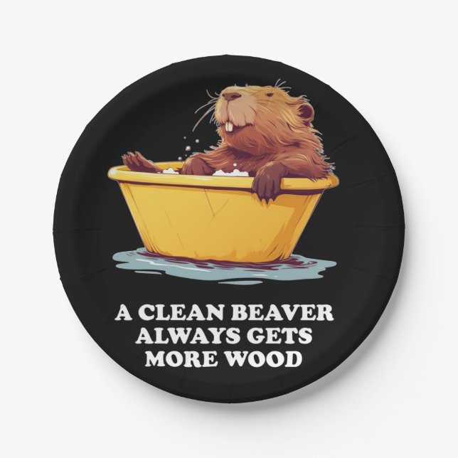 Beaver Lover Bath Paper Plates (Front)