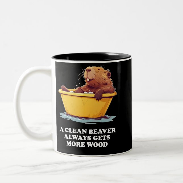 Beaver Lover Bath Two-Tone Coffee Mug (Left)