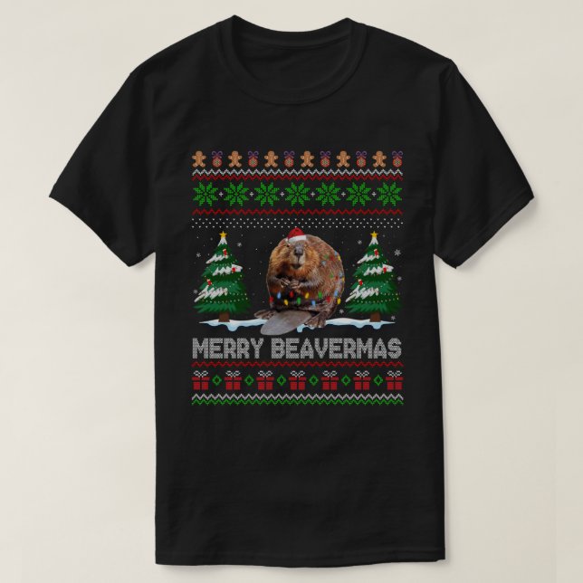 Beaver Lover Christmas Ugly Xmas Beaver Sweater Be (Design Front)