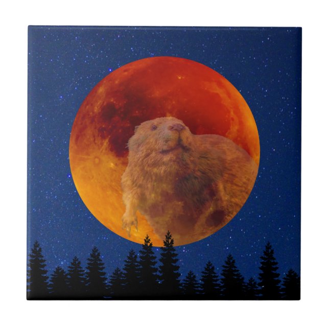 Beaver Moon in November Ceramic Tile (Front)