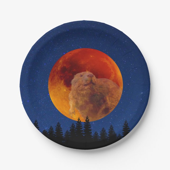 Beaver Moon in November Paper Plates (Front)