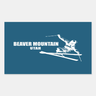 Beaver Mountain Resort Utah Skier Rectangular Sticker