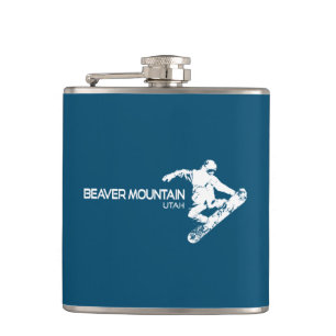Beaver Mountain Resort Utah Snowboarder Flask