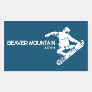 Beaver Mountain Resort Utah Snowboarder Rectangular Sticker