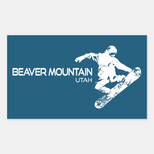 Beaver Mountain Resort Utah Snowboarder Rectangular Sticker (Front)