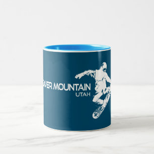 Beaver Mountain Resort Utah Snowboarder Two-Tone Coffee Mug