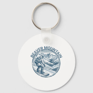 Beaver Mountain Utah Snowboarding Snowboarder Keychain