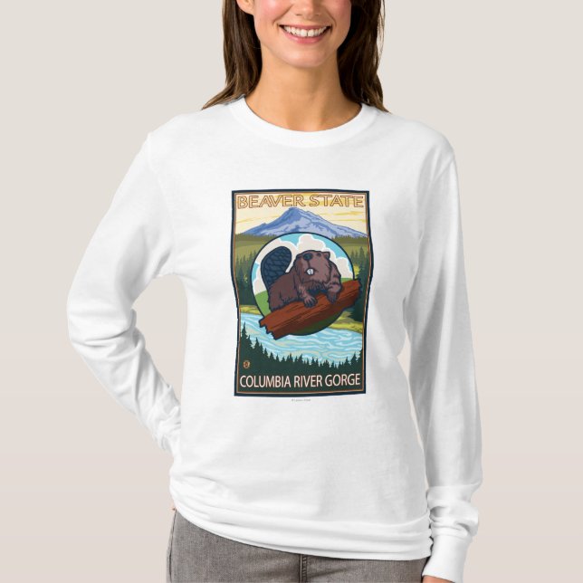 Beaver & Mt. Hood - Columbia River Gorge, OR T-Shirt (Front)