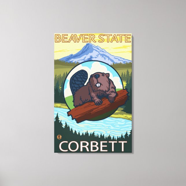 Beaver & Mt. Hood - Corbett, Oregon Canvas Print (Front)