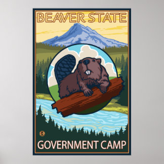 Beaver & Mt. Hood - Government Camp, Oregon Poster