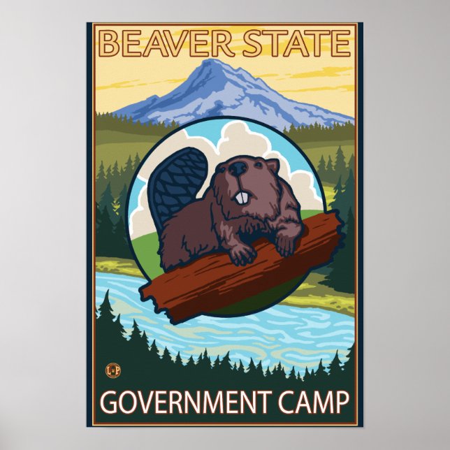 Beaver & Mt. Hood - Government Camp, Oregon Poster (Front)