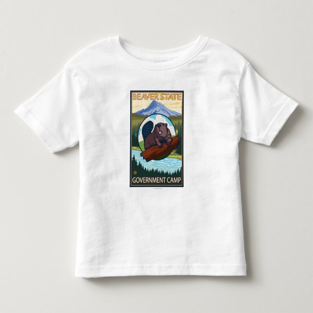 Beaver & Mt. Hood - Government Camp, Oregon Toddler T-shirt (Front)