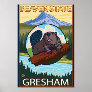 Beaver & Mt. Hood - Gresham, Oregon Poster