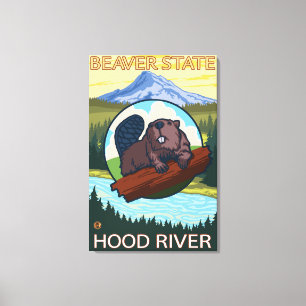 Beaver & Mt. Hood - Hood River, Oregon Canvas Print