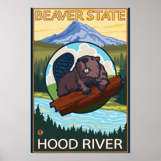 Beaver & Mt. Hood - Hood River, Oregon Poster
