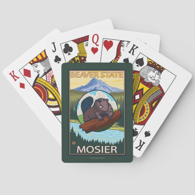 Beaver & Mt. Hood - Mosier, Oregon Poker Cards (Back)