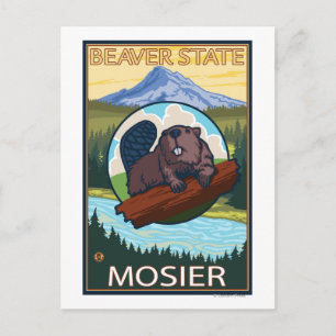 Beaver & Mt. Hood - Mosier, Oregon Postcard