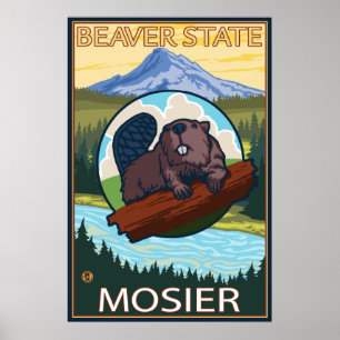 Beaver & Mt. Hood - Mosier, Oregon Poster