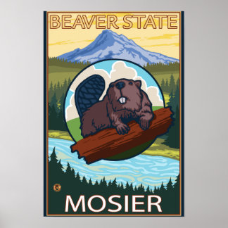 Beaver & Mt. Hood - Mosier, Oregon Poster