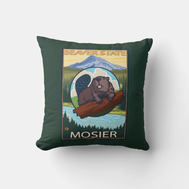 Beaver & Mt. Hood - Mosier, Oregon Throw Pillow (Front)