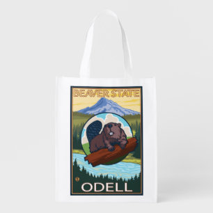 Beaver & Mt. Hood - Odell, Oregon Grocery Bag