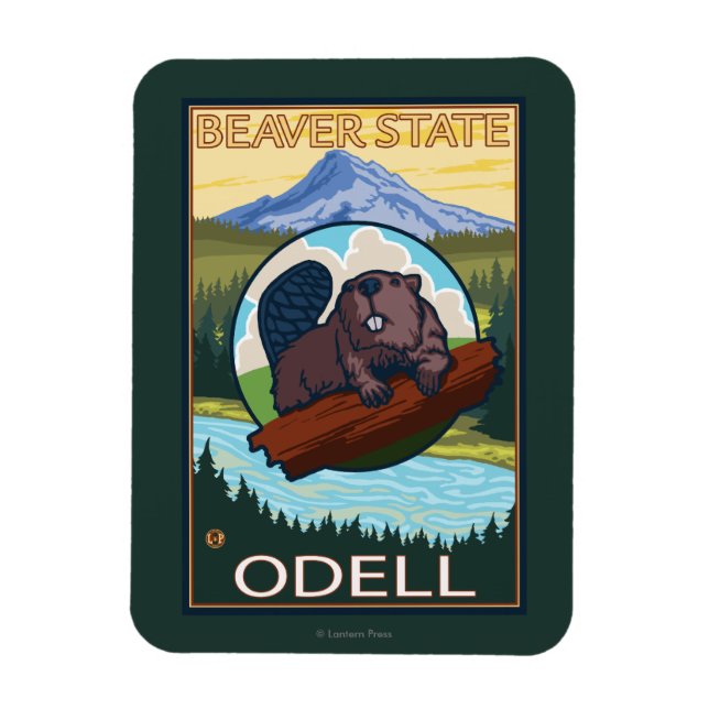 Beaver & Mt. Hood - Odell, Oregon Magnet (Vertical)