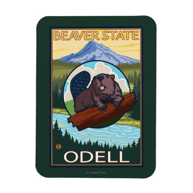 Beaver & Mt. Hood - Odell, Oregon Magnet (Vertical)