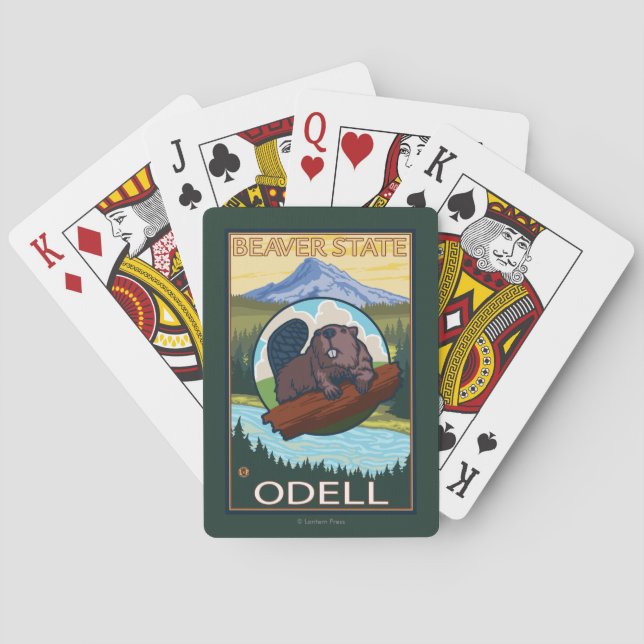 Beaver & Mt. Hood - Odell, Oregon Poker Cards (Back)