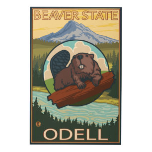 Beaver & Mt. Hood - Odell, Oregon Wood Wall Art