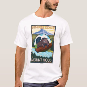 Beaver & Mt. Hood, OregonVintage Travel Poster T-Shirt