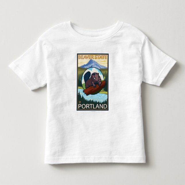 Beaver & Mt. Hood - Portland, Oregon Toddler T-shirt (Front)