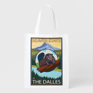 Beaver & Mt. Hood - The Dalles, Oregon Reusable Grocery Bag