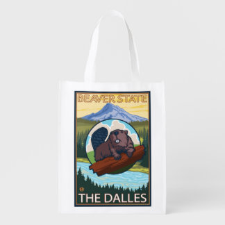 Beaver & Mt. Hood - The Dalles, Oregon Reusable Grocery Bag