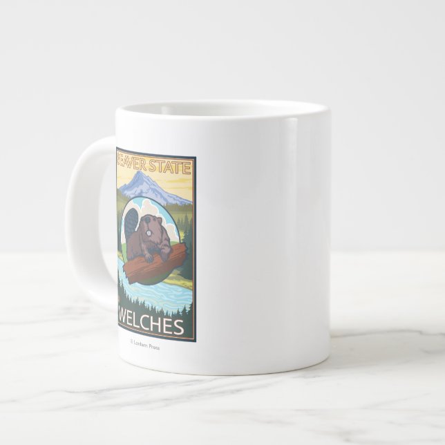 Beaver & Mt. Hood - Welches, Oregon Large Coffee Mug (Front Left)