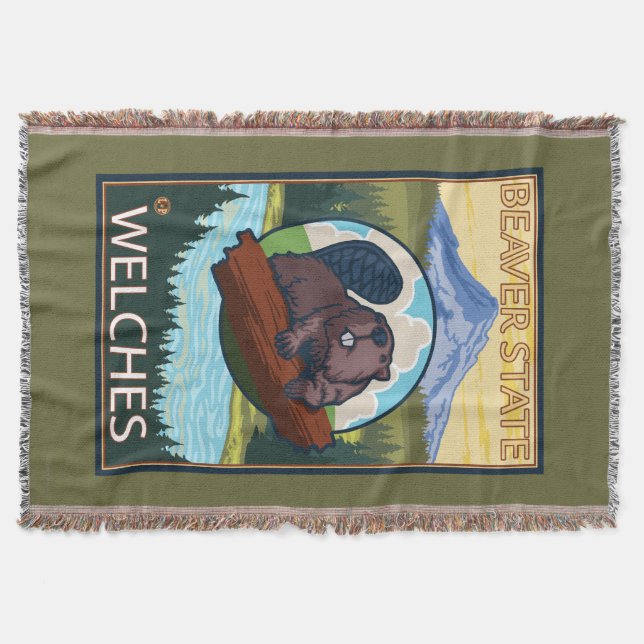 Beaver & Mt. Hood - Welches, Oregon Throw Blanket (Front)