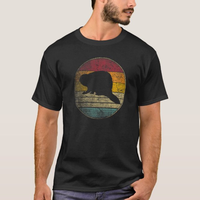 Beaver Nature Outdoors Hiking Gif Retro Style Vint T-Shirt (Front)
