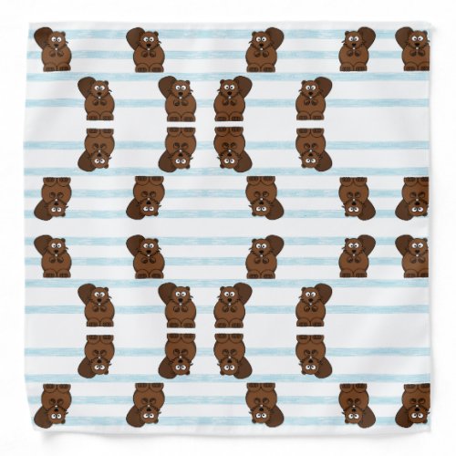Beaver on blue stripes bandana